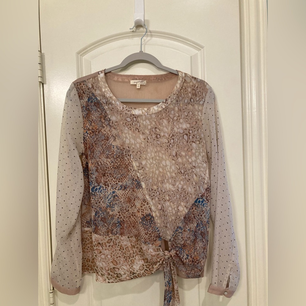 Women’s sheer multicolored top, size small.